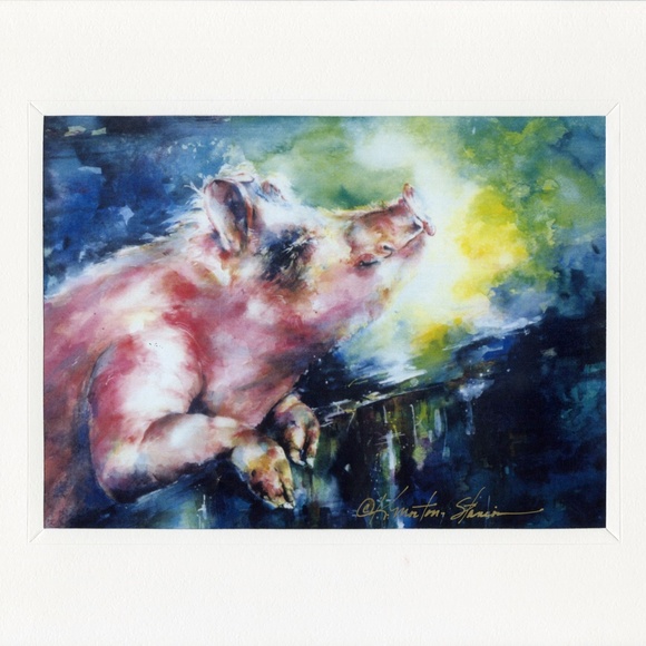 Pig Print In Lightweight Presentation Mat - Charlie - Picture 3 of 5